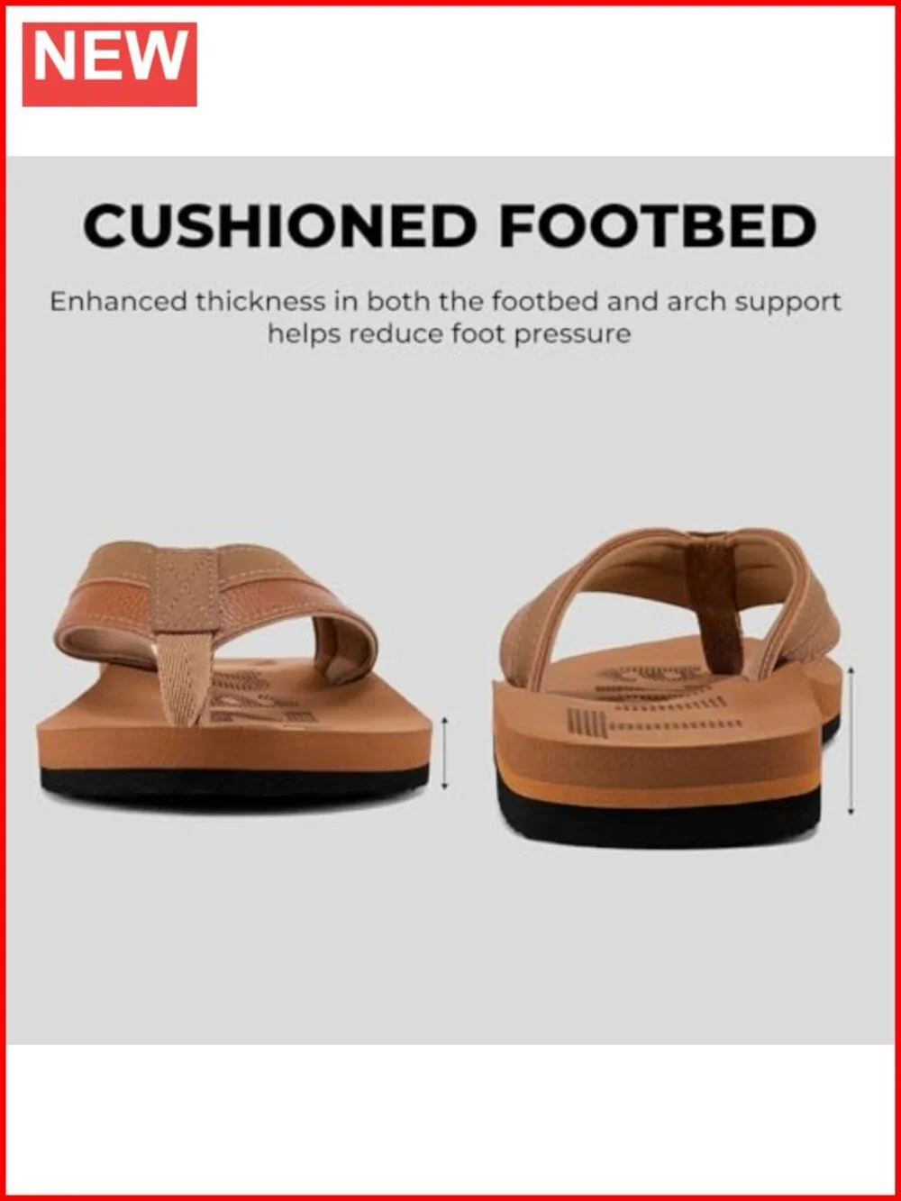 Men's Beach Flip Flops Arch Support Slip Resistant Cushioned Sandals